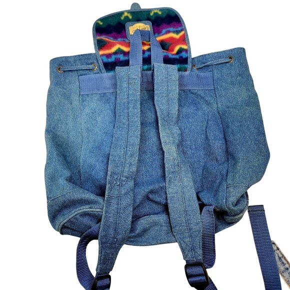 Arizona Jean Vintage 90s Denim Backpack Large Bag Purse Women Southwestern main image 13